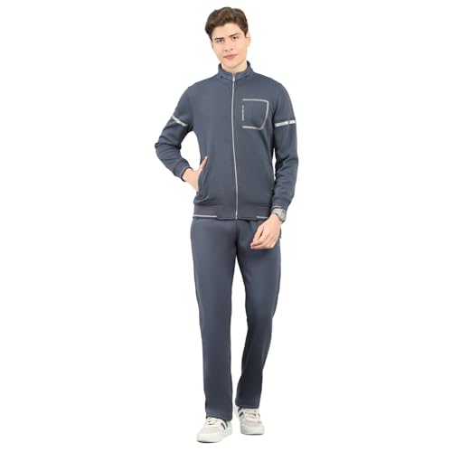 Image of Monte Carlo Men's Regular Fit Solid Stand Collar Full Sleeve Tracksuit| Men Track Suit | Stylish Sportswear Set with Jacket and Lower | Activewear Set For Men's (Pack Of 1)