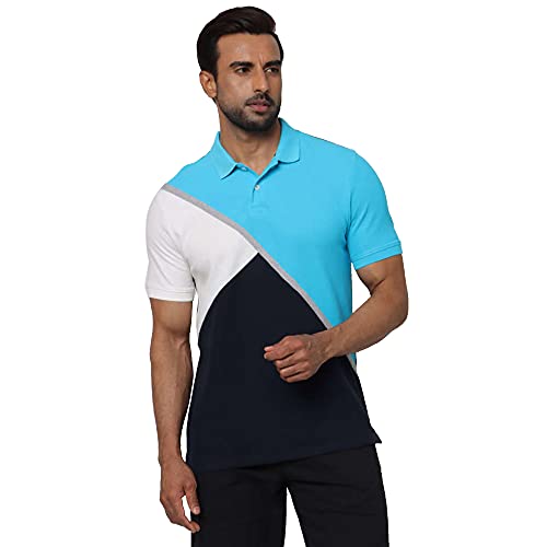 Image of STOP Patterned Cotton Blend Regular Fit Mens T-Shirt (Cobalt, Double XL)
