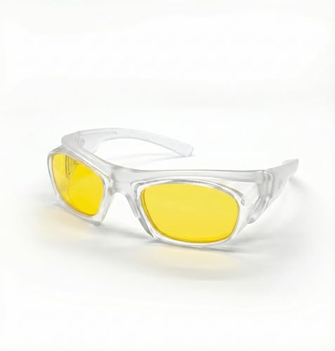 Image of THUNDERSTORM Safety Goggles Eye Protection Anti Pollution Eyewear For Multipurpose Riding Motorcycle Cycling Scratch Resistant UV Protected Glasses for Men & Women (Matte White with Yellow Lens)