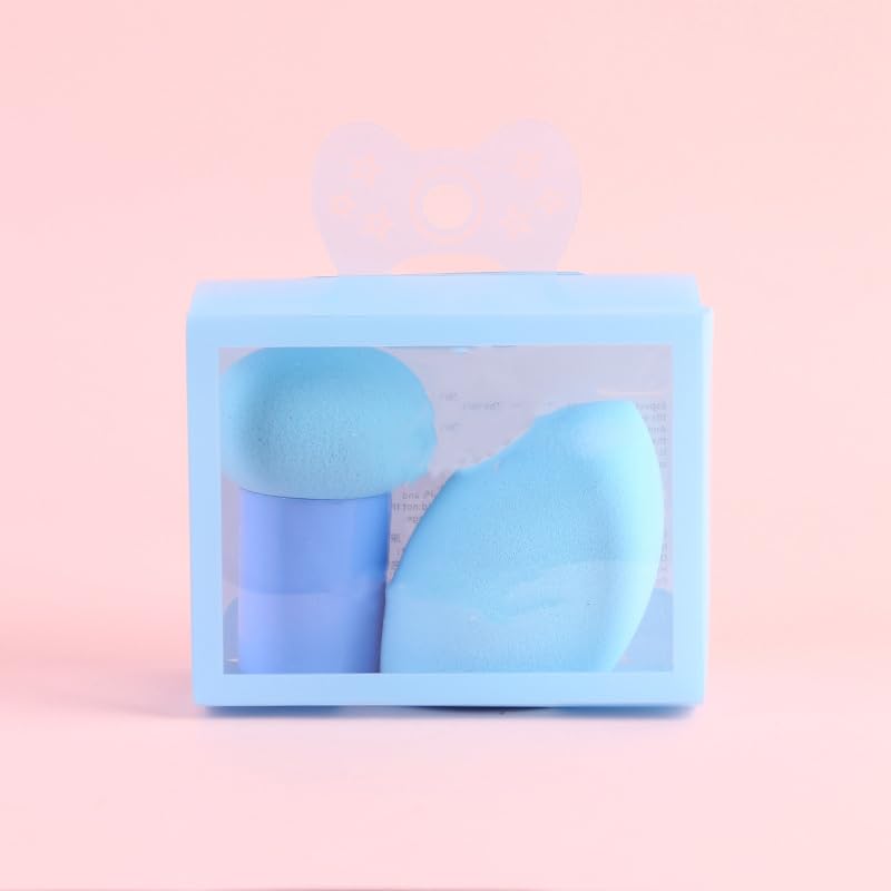 2-Pack Mushroom Makeup Sponge – Soft, Non-Latex Beauty Blender for Liquid Foundation– Expands with Water, Portable