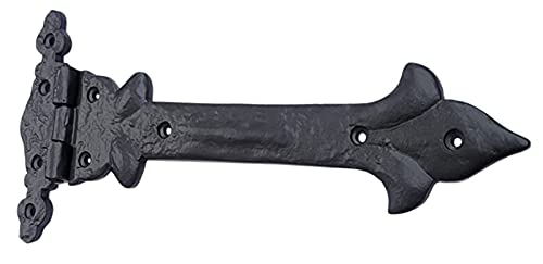 Image of Adonai Hardware Adonijah Antique Cast Iron Strap T Hinge (10 inch X 12 Pack, Matte Black) for Barn Doors, Gates, Shutters, Garages, Wooden Box, Fences, Sheds, Furniture, Chest and Trunks
