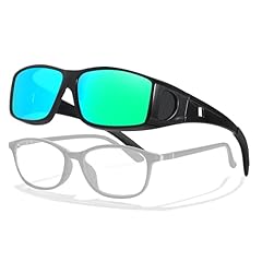A08 Black Frame Green Polarized Mirror Lens Wrap Around Sunglasses