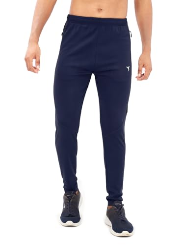 Image of TECHNOSPORT Men's Slim Fit Mid Rise Solid Trackpant with Techno Dry for Gym, Workout & Sports
