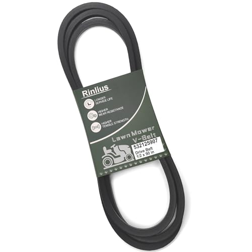Rinlius Mower Drive Belt 532125907 for Craftsman John Deere M147044 M82718 Husqvarna Poulan AYP 125907 125907X 105732X 120302X Lawn Mowers(1/2" x 90")