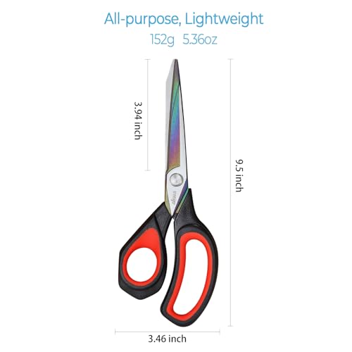 LIVINGO Left Handed Fabric Scissors - 9.5 inch Sharp Titanium Coated Stainless Steel Sewing Shears for Crafting Office Dressmaking Cutting Clothes, Leather, Paper by LIVINGO - Used condition - Image 2