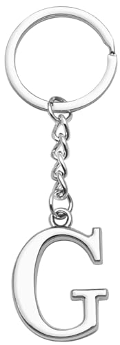 LUODAN Cadeau Femme Homme Porte-clés, Argent A-Z 26 lettre initiale pendentif porte-clés-Cadeaux Sœurs Amitié Collègue Papa Marraine Parrain idées Cadeaux Meilleur Ami Anniversaire (G)