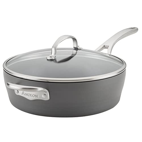 Anolon 5-Qt. Covered Sauté Hard Anodized Aluminum Sauteuse, Saute Pan, 5 Quart, Dark Gray,81173 #TOP25
