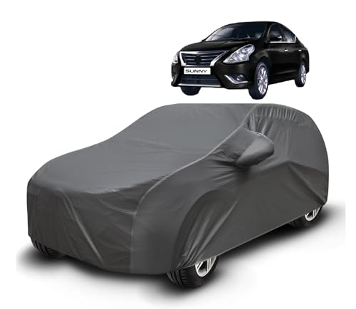Image of Auto Hub Waterproof Car Cover Compatible with Sunny with Mirror Pockets, Soft Cotton Lining, Sunny Car Cover Waterproof, Grey
