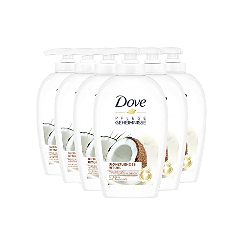 Dove Pflegegeheimnisse Pflegende Hand-Waschlotion Wohltuendes Ritual Flüssigseife mit Kokos- und Mandelduft 6 x 250 ml Kokosnuss