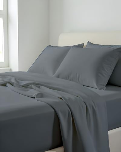 Image of Microfiber Double Size Bedsheet with 2 Pillow Covers | Ultra Soft & Breathable Flat Sheet | Wrinkle-Resistant, Premium Comfort for Everyday Use |Size (90 inch x 100 inch) Dark Grey