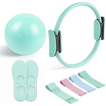 Pilates Essential Kit - Portable Fitness Equipment - with Toning Pilates Ring & Long Resistance Bands & Loop Bands & Soft Ball & Grip Socks