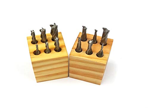 Image of HHIP 4952-0002 6 Piece 2 Flute and 4 Flute 3 /8 inch Shank High Speed Steel End Mill Set