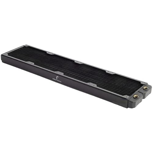Dracaena.io 480mm - 28mm/1.1 inch Thick Computer Radiator, 14 Tubes Copper Water Cooling Cooler for CPU Heat Sink - Liquid Heat Exchanger Dual G1/4 Thread, Black