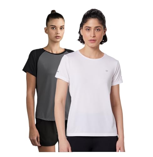 Image of Symbol Premium Women's Solid Regular Fit Sports Stretch T-Shirt | Round Neck | Raglan Sleeve | Moisture-Wicking | Activewear | Running | Gym | Plain (Available in Plus Sizes)