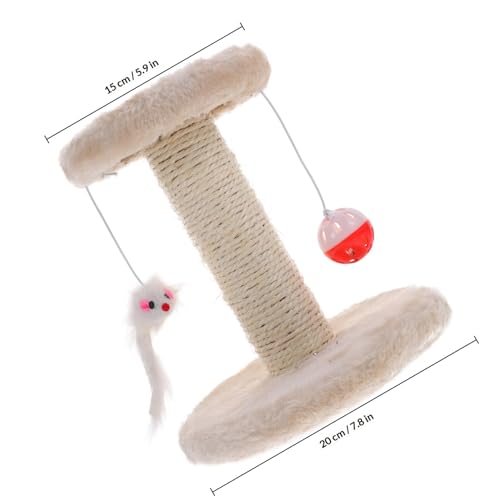 Rascador para gatos torre con bolas colgantes y tablero de sisal beige miniatura 2