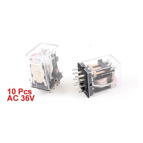 Relé de potencia AC 36V 11 pines 3PDT interruptor electromecánico con luz LED pack de 10 2