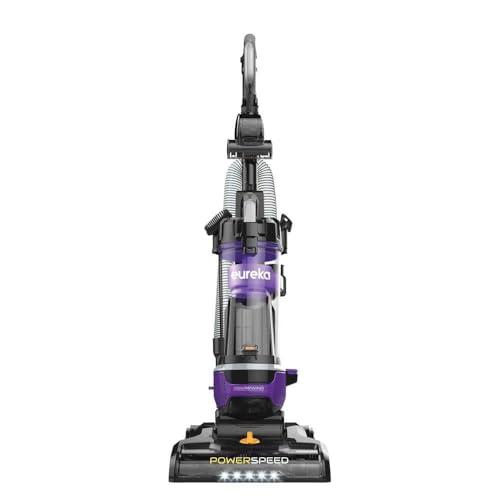 Eureka NEU203 PowerSpeed Upright Vacuum Cleaner, Multi-Surface Cleaning, Lightweight Bagless Design, Cord Rewind, XL Dust Cup, Pet Turbo Brush, HEPA Filter, LED Headlights, Purple (Renewed)