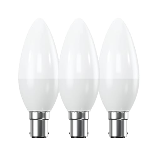 B15 Small Bayonet Cap Fitting LED Light Bulb, 4.9W 40 watts Equivalent, Energy Saving, Candle C37 Light Bulbs, Cool White 4000K, Long-Lasting, Bright Led Bulbs, 470 Lumen, Non-Dimmable, Pack of 3