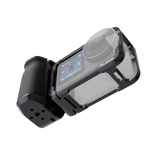 Image of TELESIN Metal Aluminum Alloy Street Grip Kit for DJI Osmo Action 6 | Camera Grip Handle with Ultra-Light Cage | Patented Seesaw Shutter Button | Ergonomic Holder Set