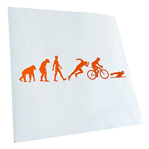 Kiwistar - Autocollant - Triathlon Evolution - 60 x 14 cm - orange - G60 - Pour voitures, vélos, véhicules, motos, cyclomoteurs, tuning, vitres arrière