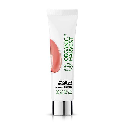 Organic Harvest Weightless BB Cream: Warm Tan | With Almond Oil & Vitamin C | For Perfect Face Makeup | Lightweight & Blendable | For Dark Skin Tone | Certified Organic | Cruelty-free & Vegan, 30gm