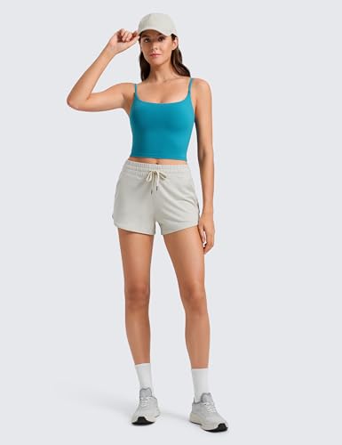 Image of CRZ YOGA Butterlift Scoop Neck Crop Tank Top | Medium Support, Removable Pads, Yoga, Buttery Soft, Adjustable U Back, Longline Sports Bras for Women