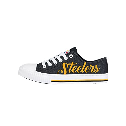Image of FOCO Womens NFL Team Logo Ladies Fashion Color Glitter Low Top Canvas Sneakers Shoes