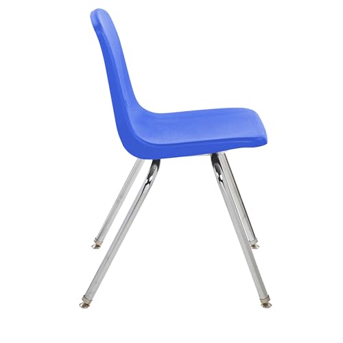 Image of FDP 18 inch School Stack Chair,Stacking Student Seat with Chromed Steel Legs and Swivel Glides for Classroom, Homeschool or Office - Blue, 11561-BL