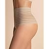 Leonisa Seamless High Waisted Thong Panty with Lace Stripe - Slimming Tummy Control Underwear Beige
