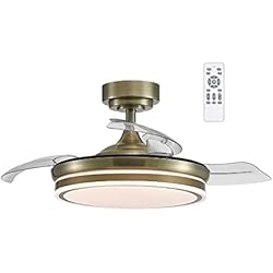 Ventilador Techo Samoa 3 Aspas wonderlamp - Ventilador Techo LED con Aspas Retráctiles Perla Mini, Motor DC Silencioso, 3 CCT Regulable 35W, Cuero