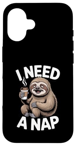 Funny �i�}�P���m I Need A Nap �R�[�q�[���D�� Lazy �X�}�z�P�[�X iPhone 16 �p