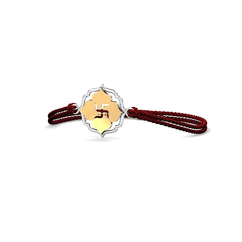 Image of KuberBox 925 Sterling Silver Blossom Swastik Silver Rakhi For Brother