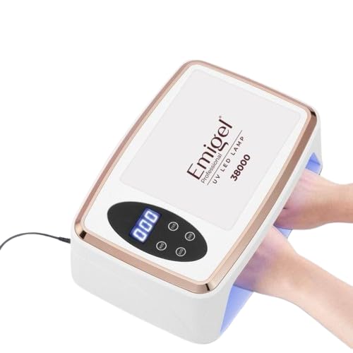 Emigel Professional Nail UV Lamp 380W | UV Nail Lamp Dryer | Nail Gel Curing Lamp | With Arm Rest | Hand Rest Nail Lamp | 2 in 1 UV LED Lamp Dryer | Large Space for Both hands | For Salon & Home Use.