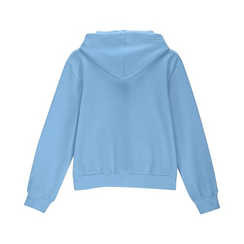 Girls Crop Hoodies 2025 Full-Zip Up Sweatshirts Jacket Teen Girls Hooded Tops Preppy Outfit with Pockets Kids Clothes4
