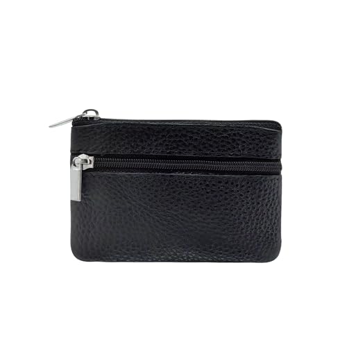 Women's Leather Portable Coin Purse, Pocket Wallet, Zipper Card Holder Wallet with Key Ring