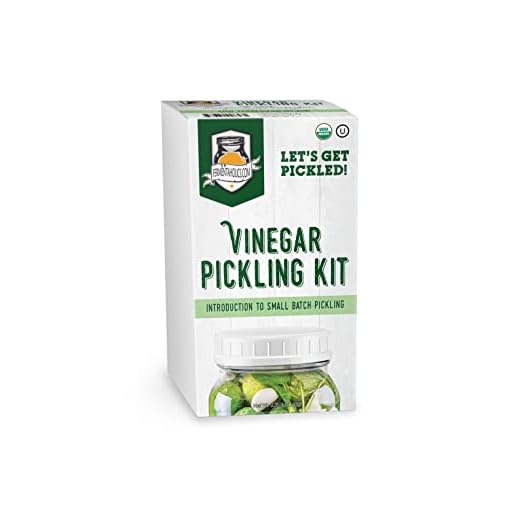 Fermentaholics Vinegar Pickling Kit - Easy, Quick Pickles - 2 Recipes with Perfect Pickle Spice and Kosher salt - Wide Mouth Quart Jar with Air-tight Plastic Lid Included - Makes 3 Quarts