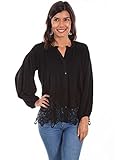 Scully Women's Honey Creek by Lace Button Front Blouse Black Medium