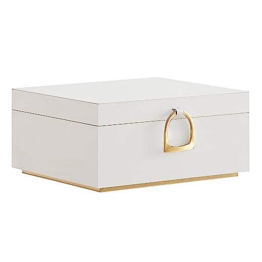 SONGMICS 2-Layer Jewelry Box, Jewelry Organizer with Handle, Removable Jewelry Tray, Jewelry Storage, Floating Effect, 8.1 x 9.4 x 4.3 Inches, Gift Idea, White UJBC165W01