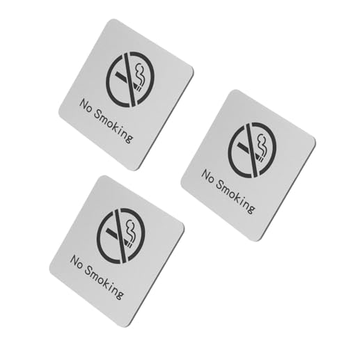 Mobestech No Smoking Sign 3Pcs Metal Bathroom Door Signs Aluminium Composite Panel for Office and Business Safety Warning Indoor Wall Decorations