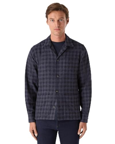 Oliver Sweeney Tramore Mens Brushed Cotton Overshirt - Navy Check