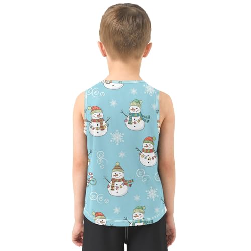J JOYSAY Christmas Snowman Blue Boys Tank Top Sleeveless Muscle Shirts Quick Dry Sport Workout Active Kids T-Shirts 3-15T3