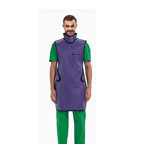 Image of Xray Protection Radiation Apron Shield Half Lead Apron for 0.5mmpb X-Rays Medal Purple M with Lead Thyroid Shield Collar Lightweight