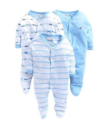 GenericNavy Zone Baby Multi-Color Long Sleeve Romper, Sleep Suit for Boys and Girls Unisex Combo Pack (Pack of 3)