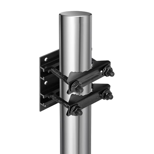 UVKDEENK 1 Pack 2.67 Pole Mounting Kit Mast Mount Brackets for Outside Antenna Street Sign Mounting Hardware for Light Poles Outdoor Security Camera Bracket Side Mount Flag Pole Holder L