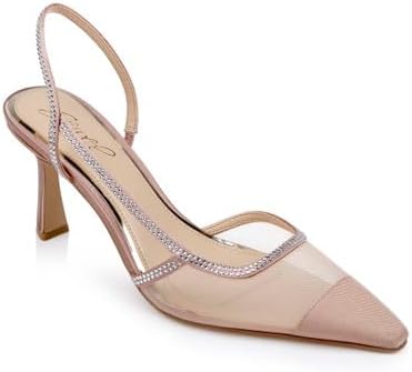Jewel Badgley Mischka Tammy Mesh Pointed Toe Slingback Stiletto Heels - Image 2
