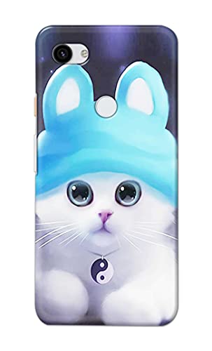 Image of Chinese Cutie Kitten Cat Big Eyes Lovely Girl Ears Hard Back Case Cover for Google Pixel 3A, G020A, G020E, G020B Back Cover -(J5) VNS2221