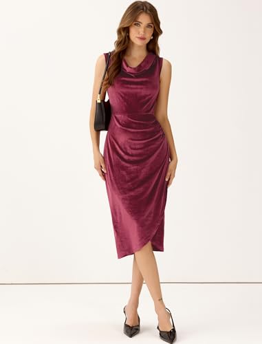 Velvet Dress for Women Wedding Guest Dress Sleeveless Cowl Neck Cocktail Party Dress2