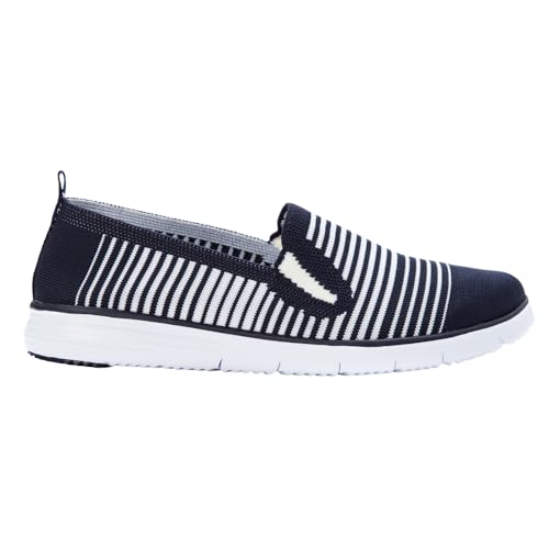 Image of Propet Womens Travel Fit Striped Slip On Sneakers Shoes Casual - Black, Grey