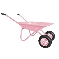 Kids Metal Wheelbarrow - Toddler Wheelbarrow for Sand, Dirt, Snow & Leaves