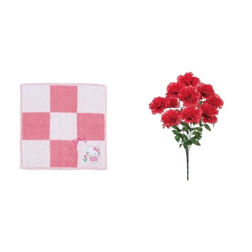 【母の日セット品】サンリオ(SANRIO) サンリオ プチタオル ハローキティ キティちゃん hello kitty 20×20×0.3cm プチタオル キャラクター 259896 SANRIO +東京堂(Tokyodo) マリーカーネーションブッシュ セ